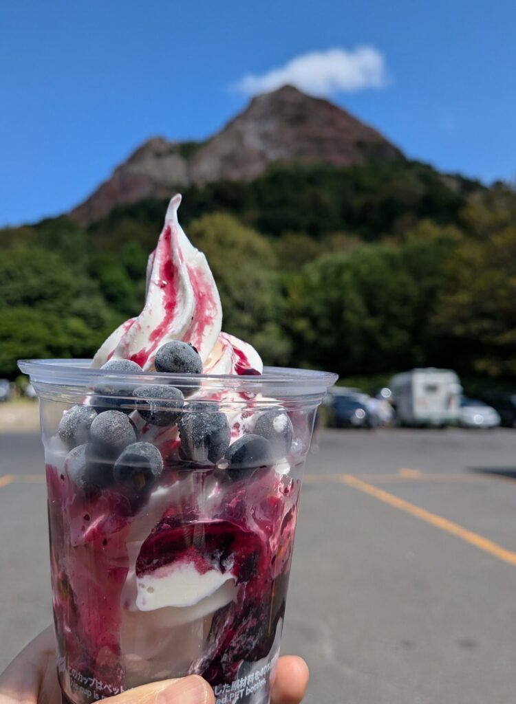 山麓駅のブルーベリーサンデー