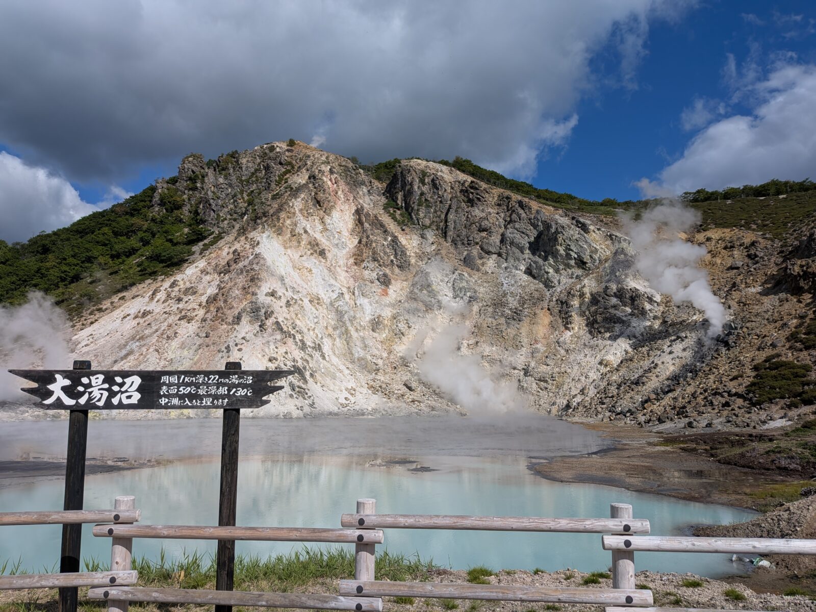 登別温泉 大湯沼の絶景と湧き出る水蒸気